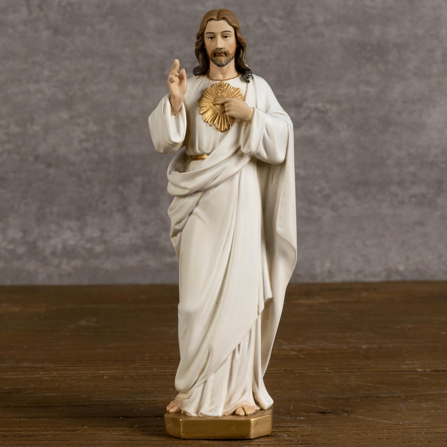 BC Catholic Sacred Heart of Jesus Statue, 6" H Jesus Christ Figure, Catholic Gifts Religious Indoor Home Decor, Handpainted Renaissance Sculpture Purity & Grace Collection from Buildclassic
